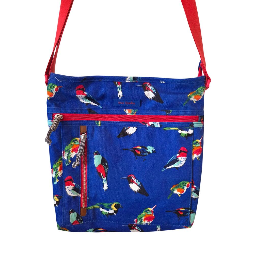 Vera Bradley Bird Print Crossbody Purse Handbag Blue